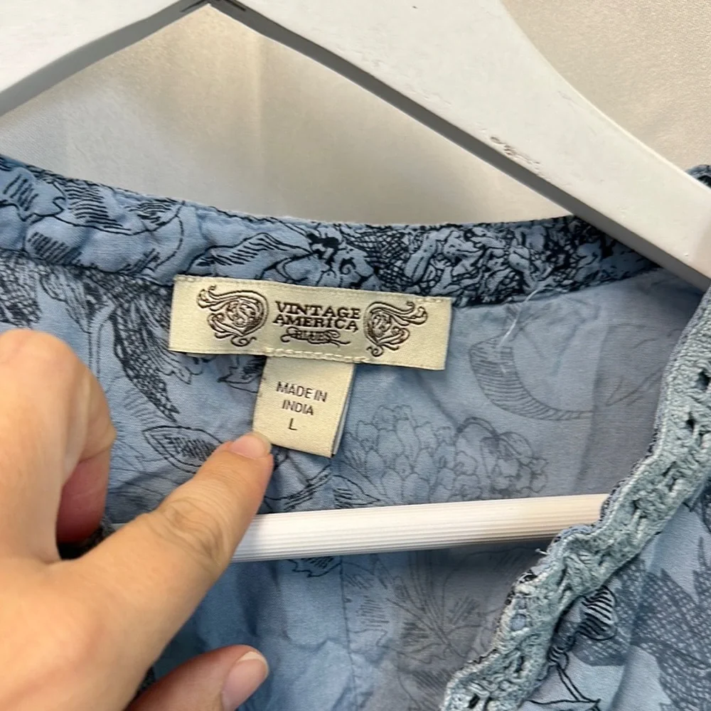 Vintage America Light Blue Floral Tunic - Picture 4 of 9